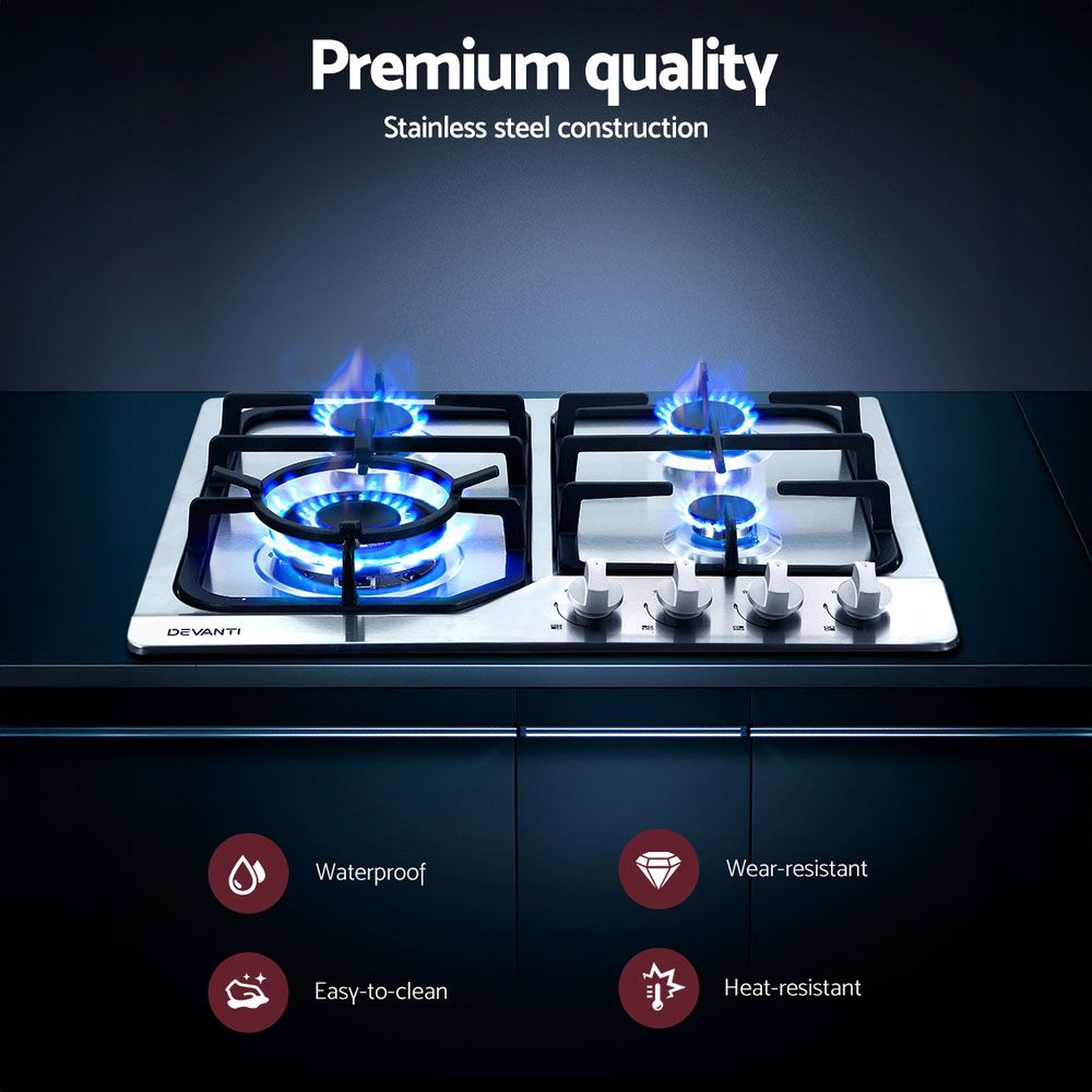60cm 4 Burner Gas Cooktop (Silver)
