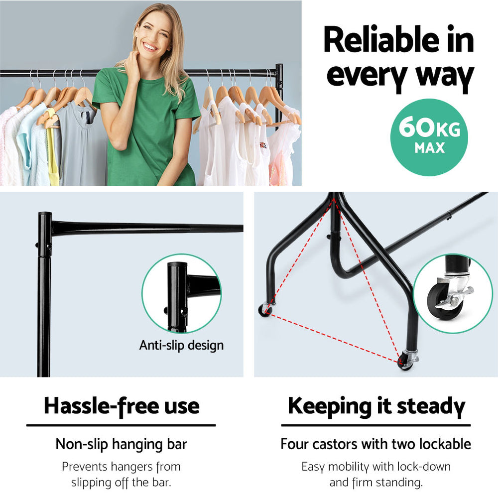 6FT Clothes Rack Airer with Wheels