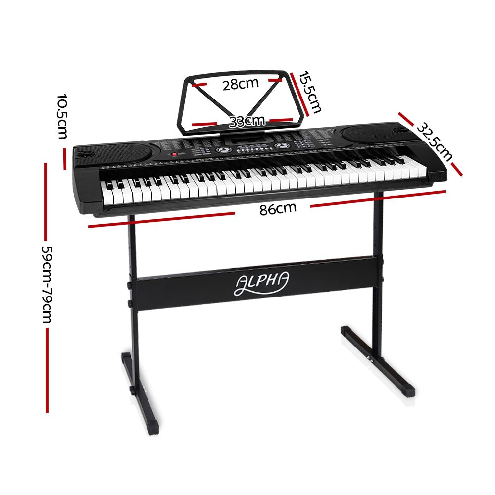 61 Key Electronic Piano Keyboard with Stand (Black)