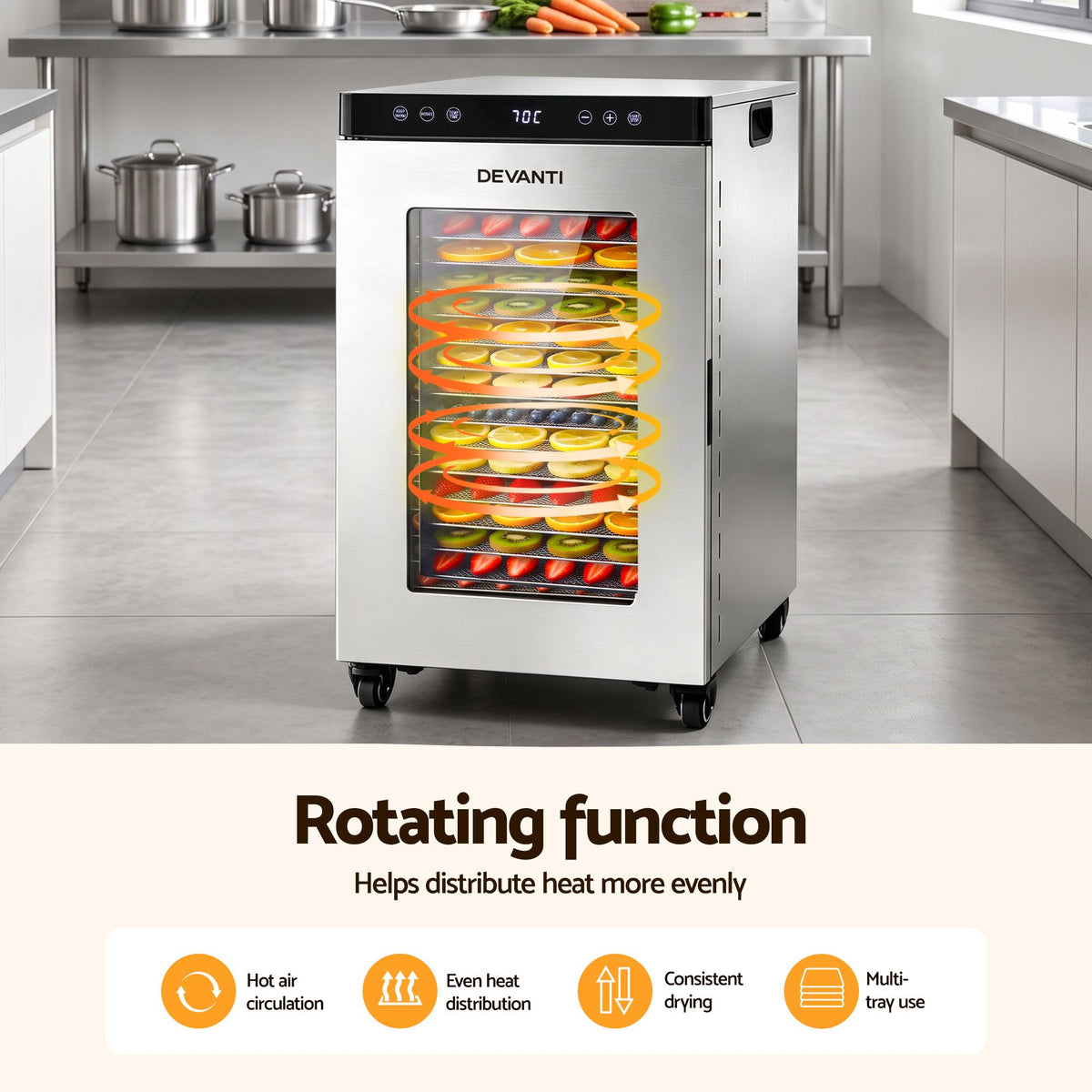 16 Tray Stainless Steel Food Dehydrator (Silver)
