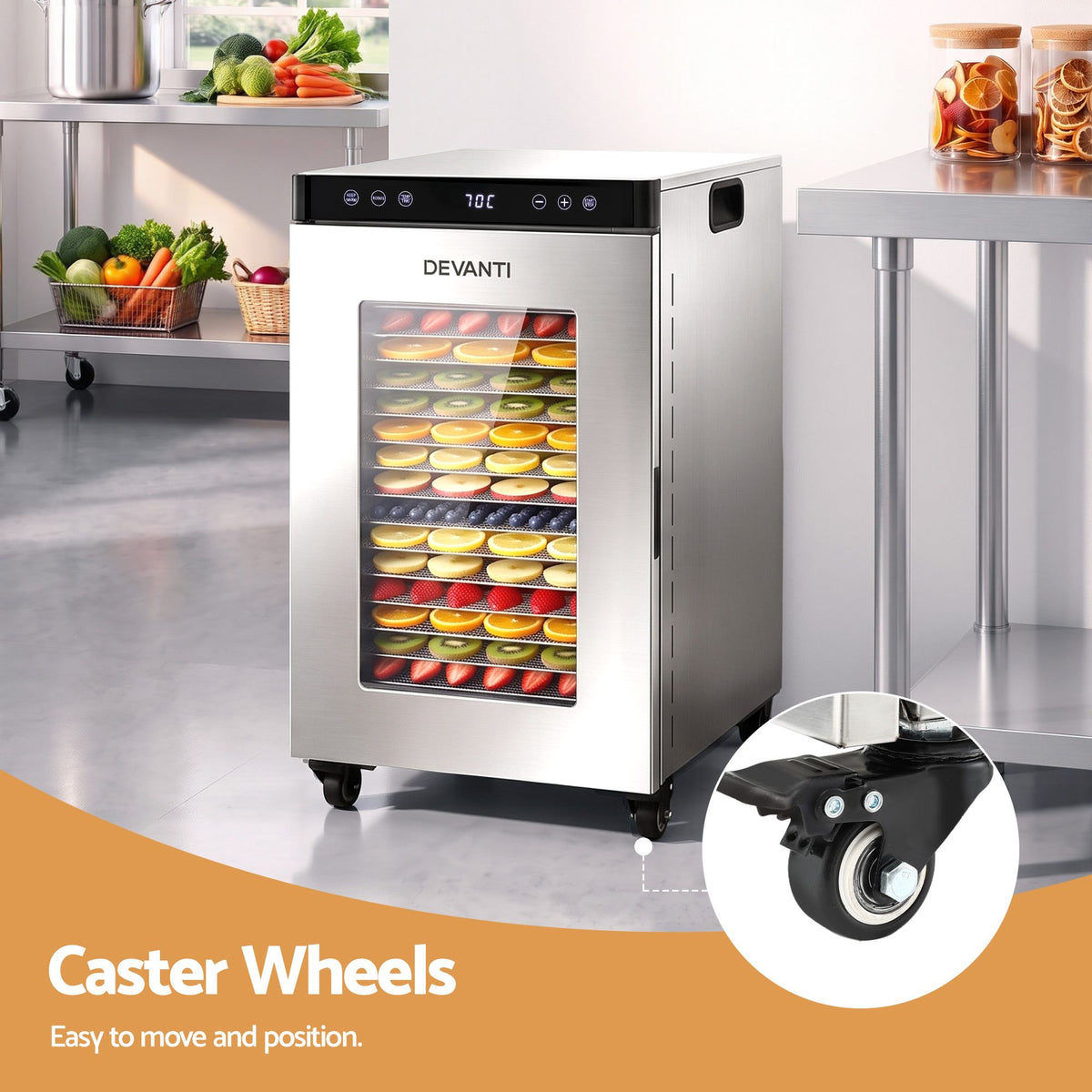 16 Tray Stainless Steel Food Dehydrator (Silver)