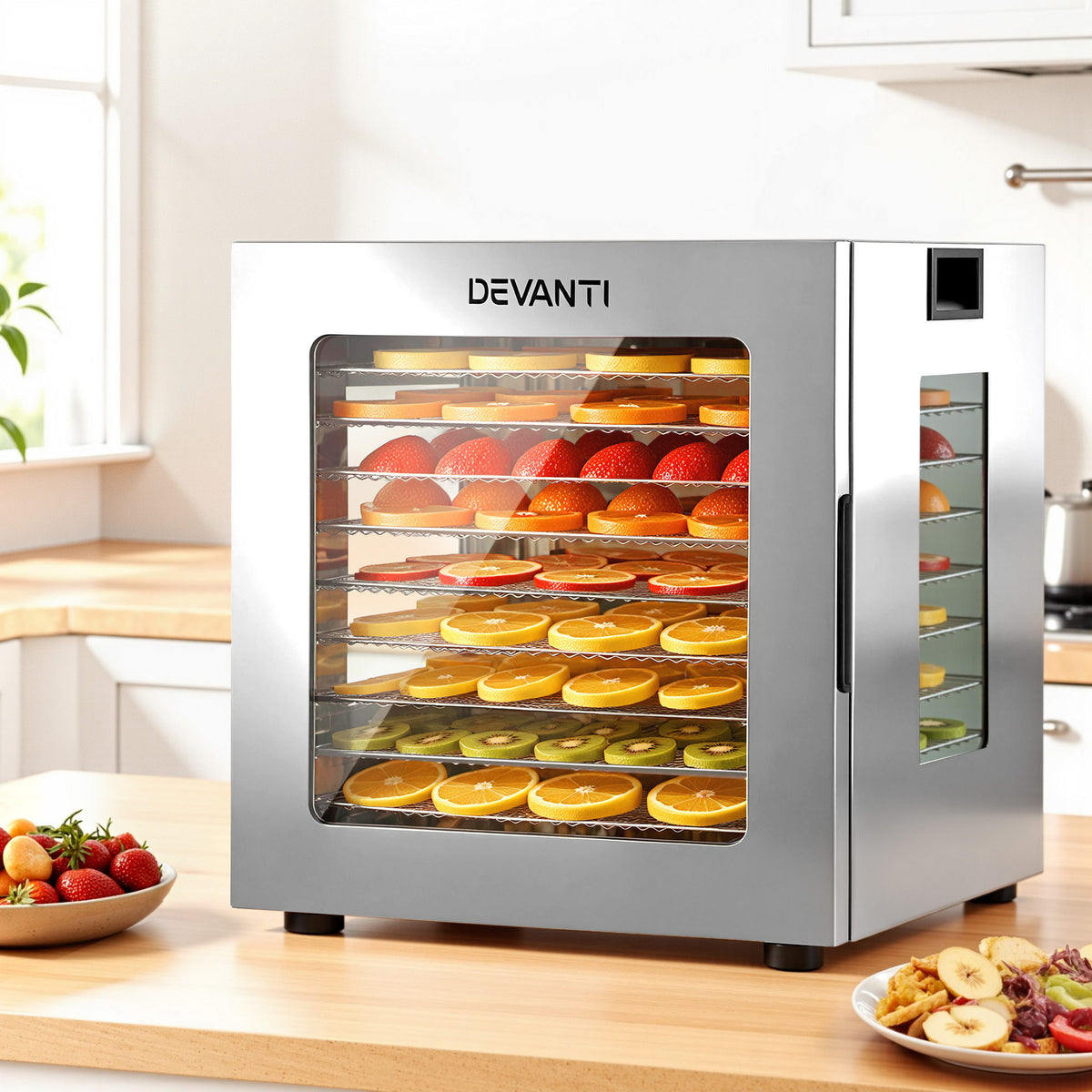10 Tray Food Dehydrator with Glass Door, 850W