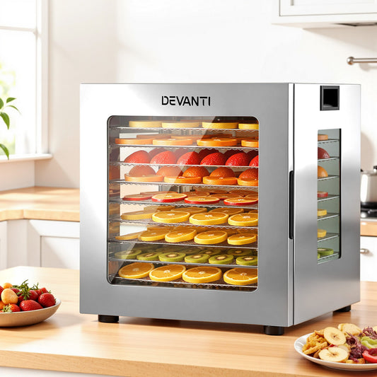10 Tray Food Dehydrator with Glass Door, 850W