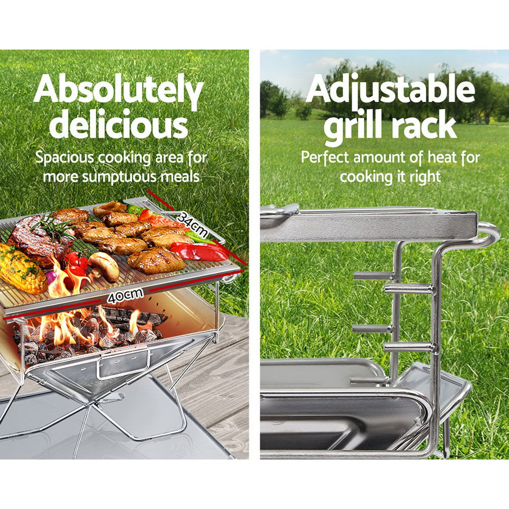 Portable Fire Pit BBQ Grill with Carry Bag (Bridge Style)