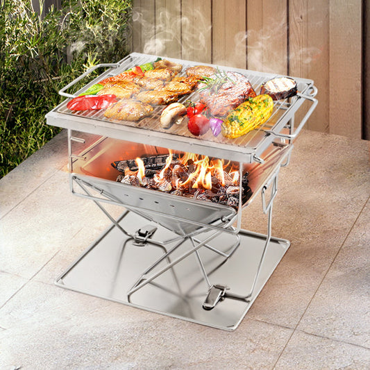 Portable Fire Pit BBQ Grill with Carry Bag (Bridge Style)