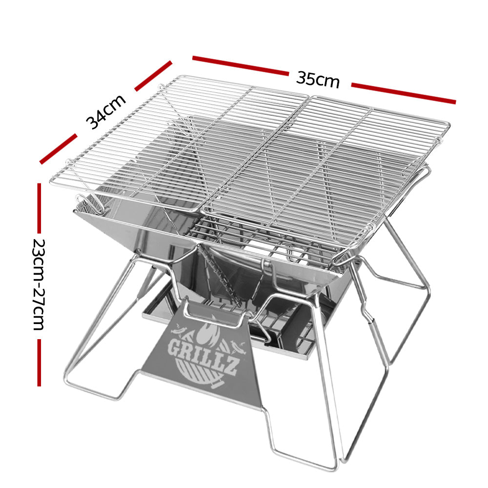 Portable Fire Pit BBQ Grill with Carry Bag (Cube Style)