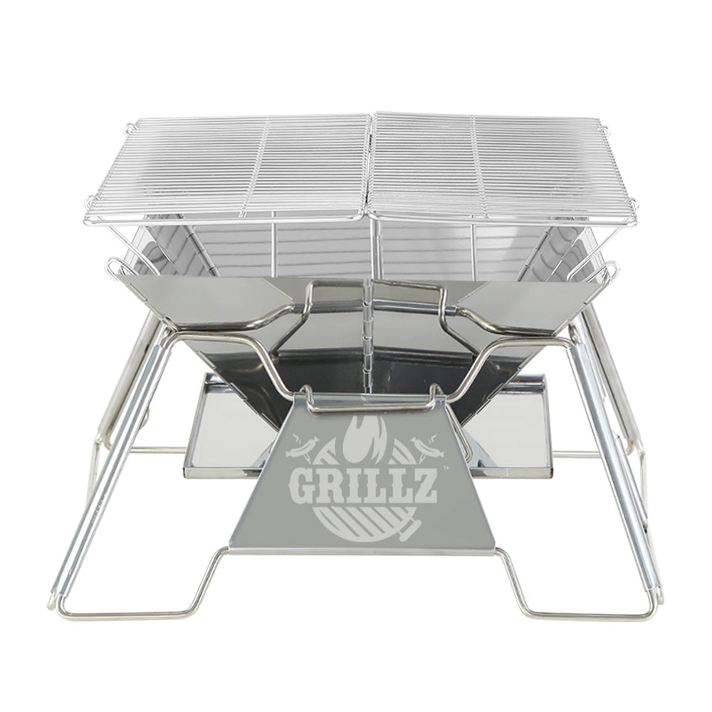 Portable Fire Pit BBQ Grill with Carry Bag (Cube Style)