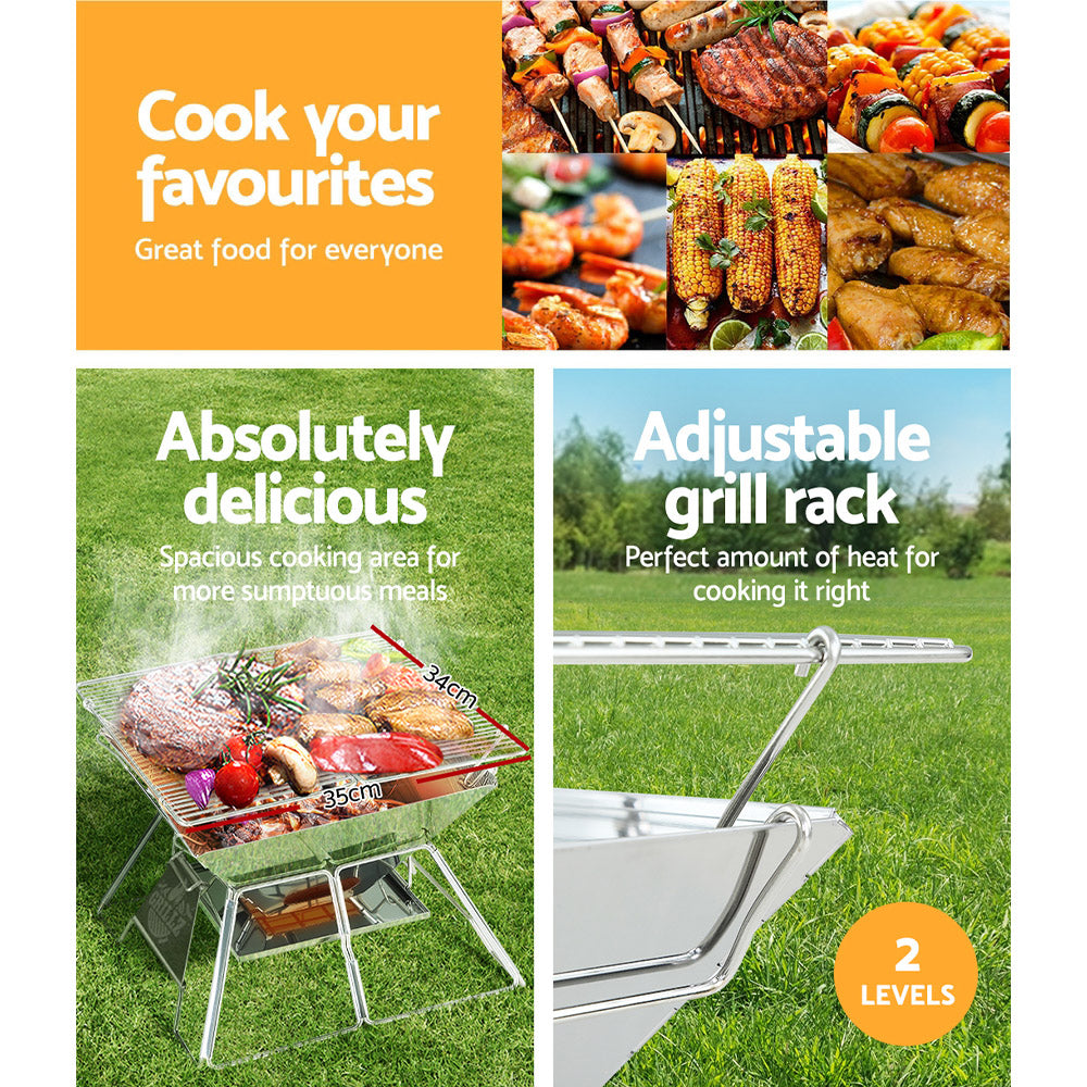 Portable Fire Pit BBQ Grill with Carry Bag (Cube Style)