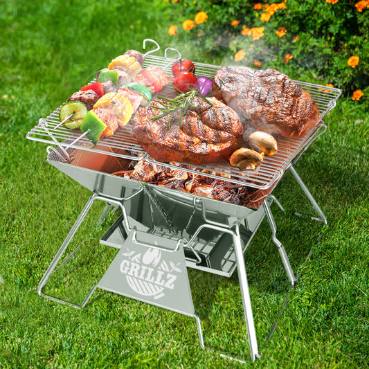 Portable Fire Pit BBQ Grill with Carry Bag (Cube Style)
