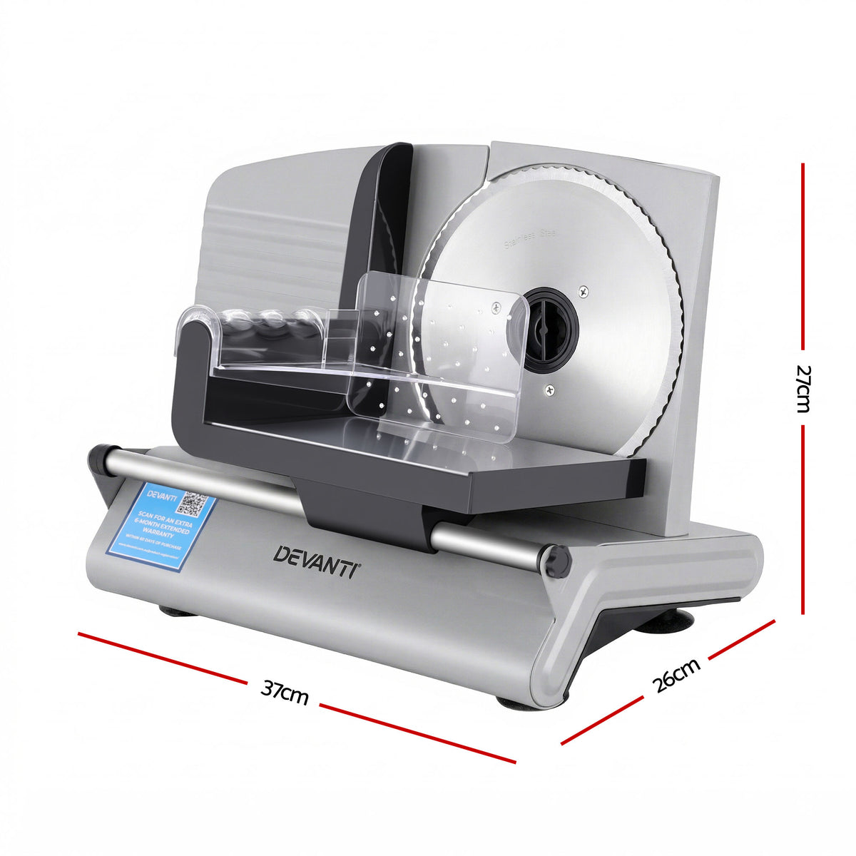 200W Stainless Steel Food Slicer, 0-15mm Adjustable