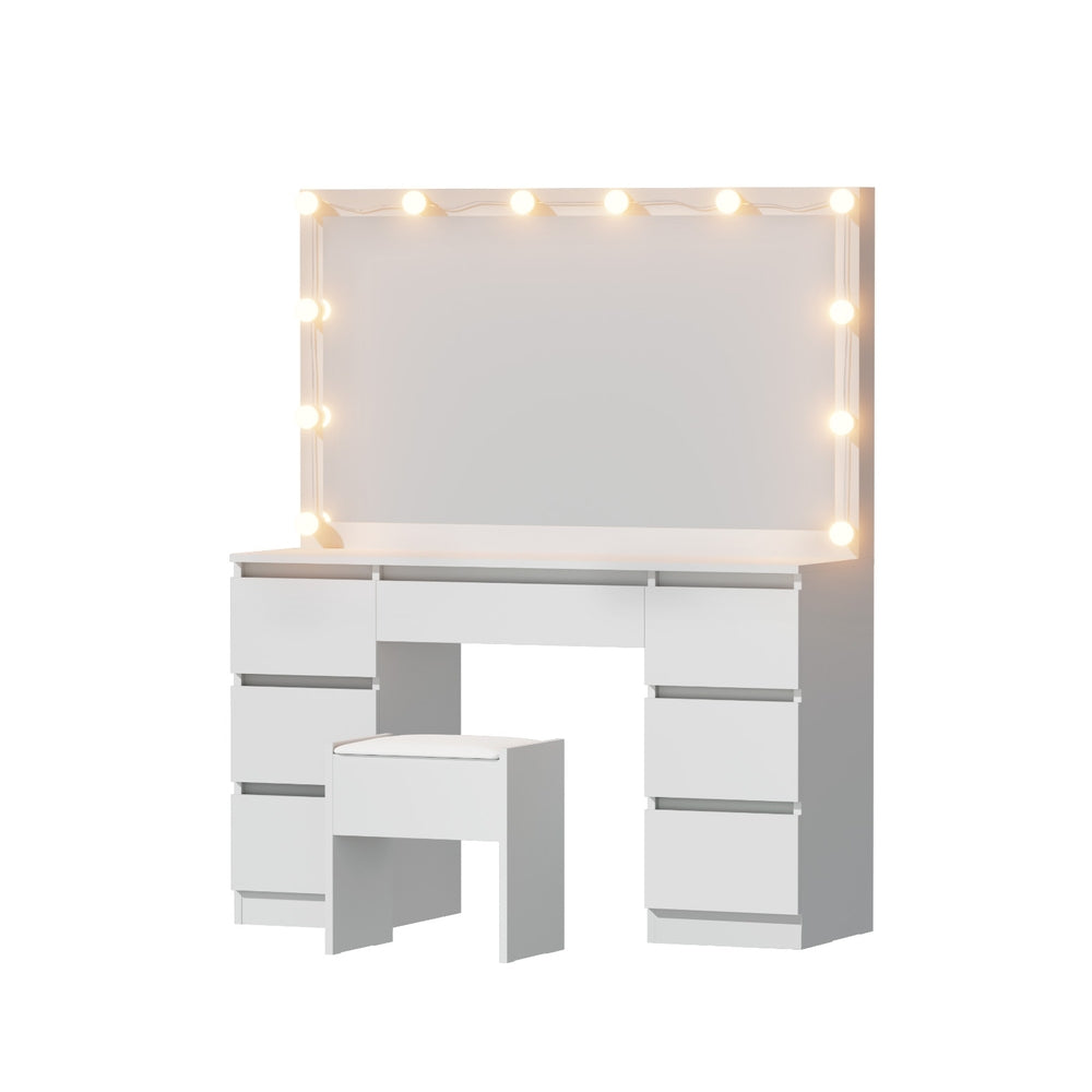 LED Dressing Table Vanity Desk with Stool, Adjustable Colour Light (White)