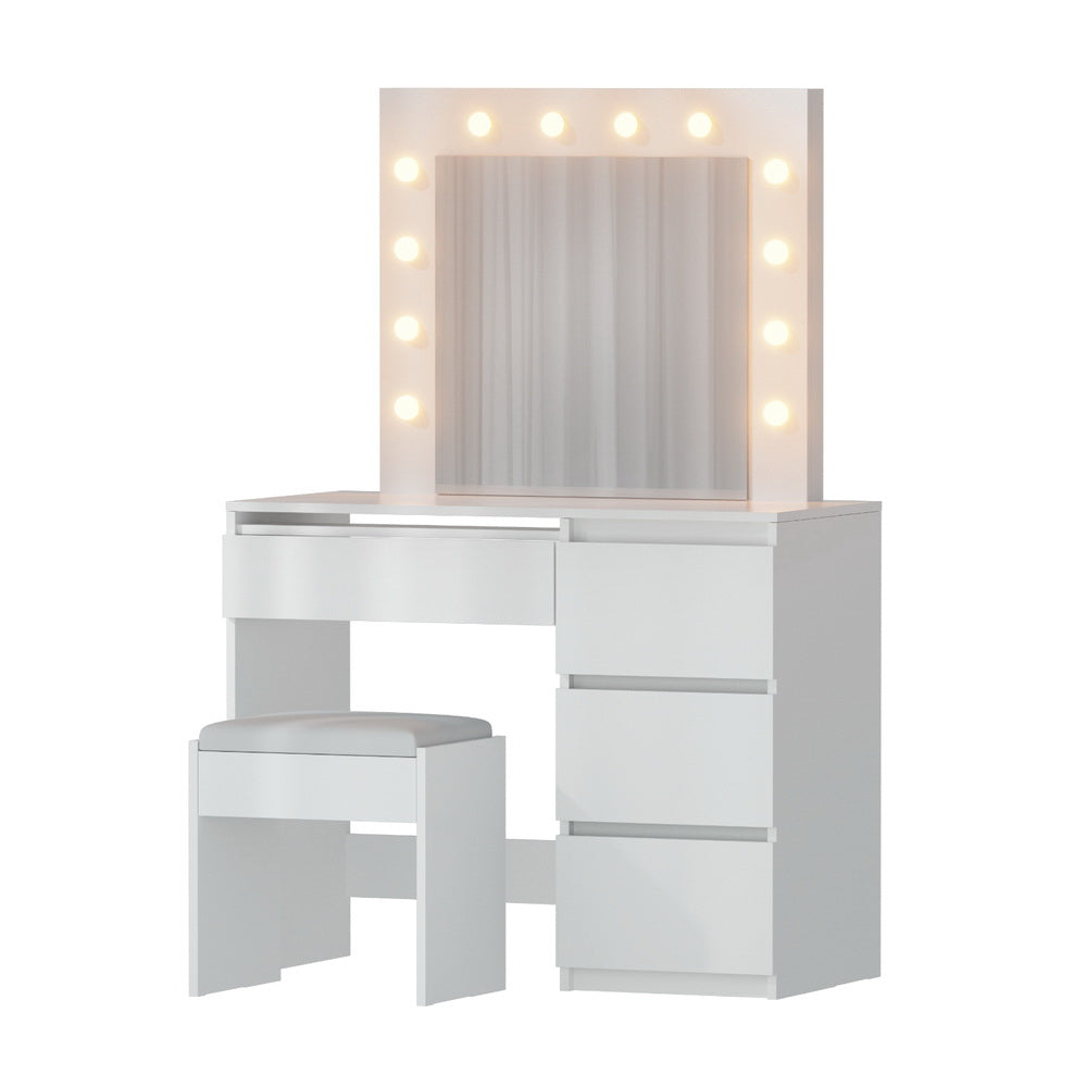 LED Dressing Table Set with Stool, 12 LED Bulbs (White)
