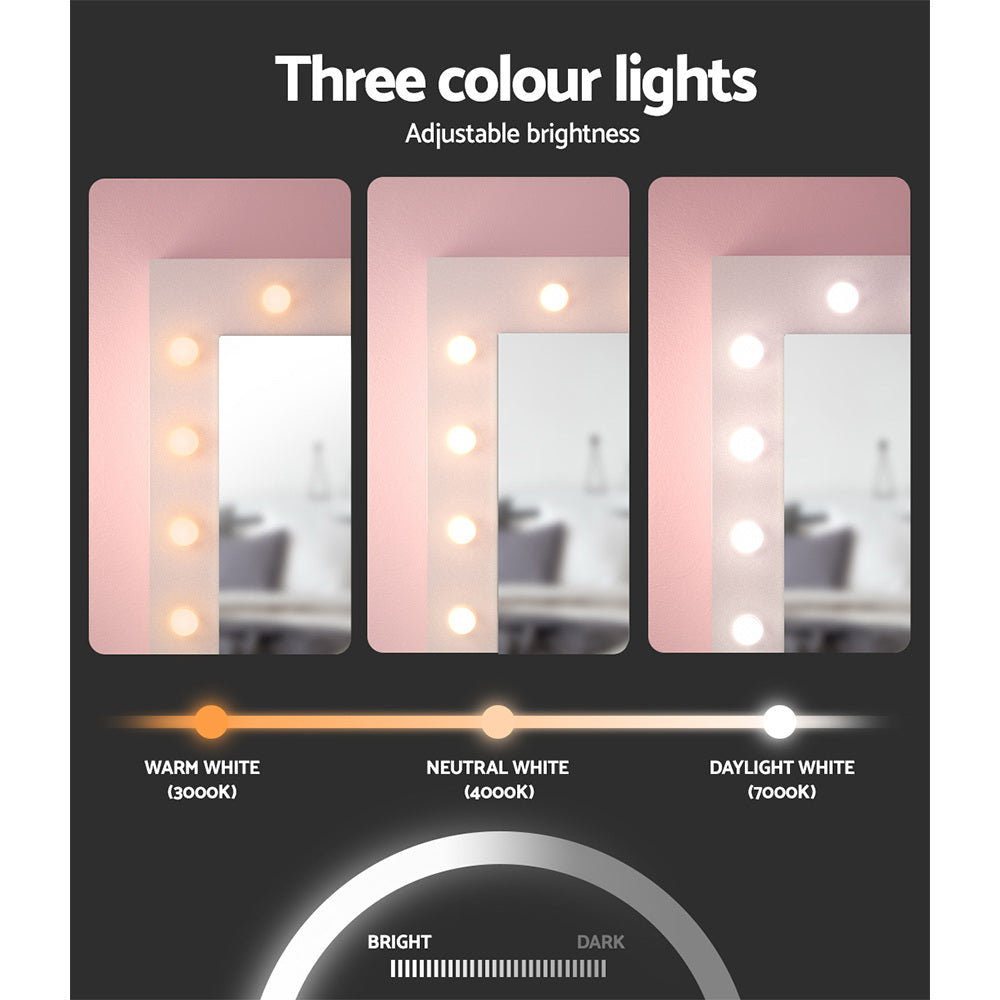 LED Dressing Table Set with Stool, 12 LED Bulbs (White)