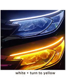 2 x 60cm Car LED DRL Daytime Running Lights Flexible Strip Light White to Yellow