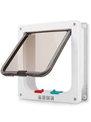 4-Way Safe Lockable Cat Door Pet Dog Brushy Flap Scalable Screen Locking