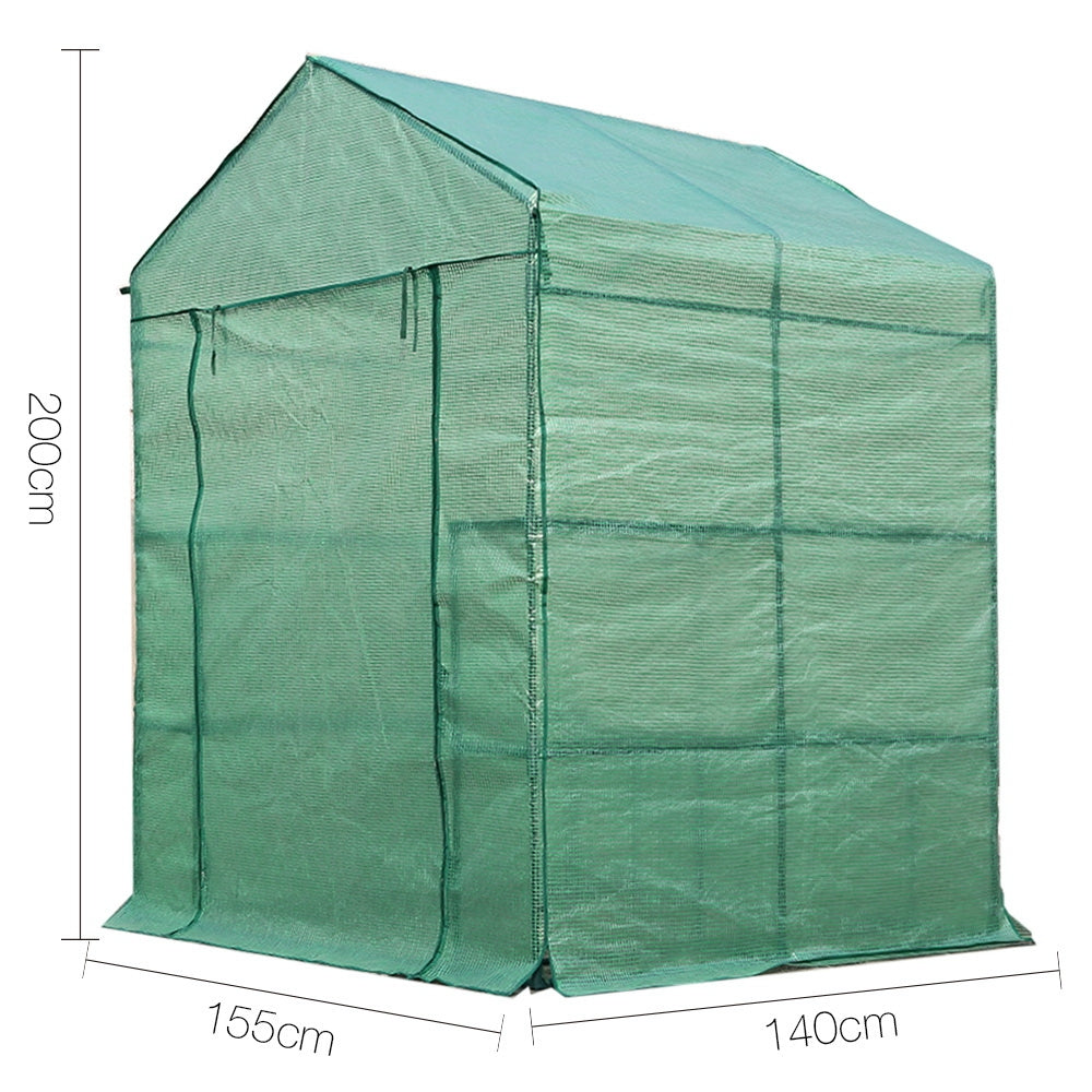 Walk-In Greenhouse Tunnel with 8 Shelves, 1.4 x 1.55 x 2m