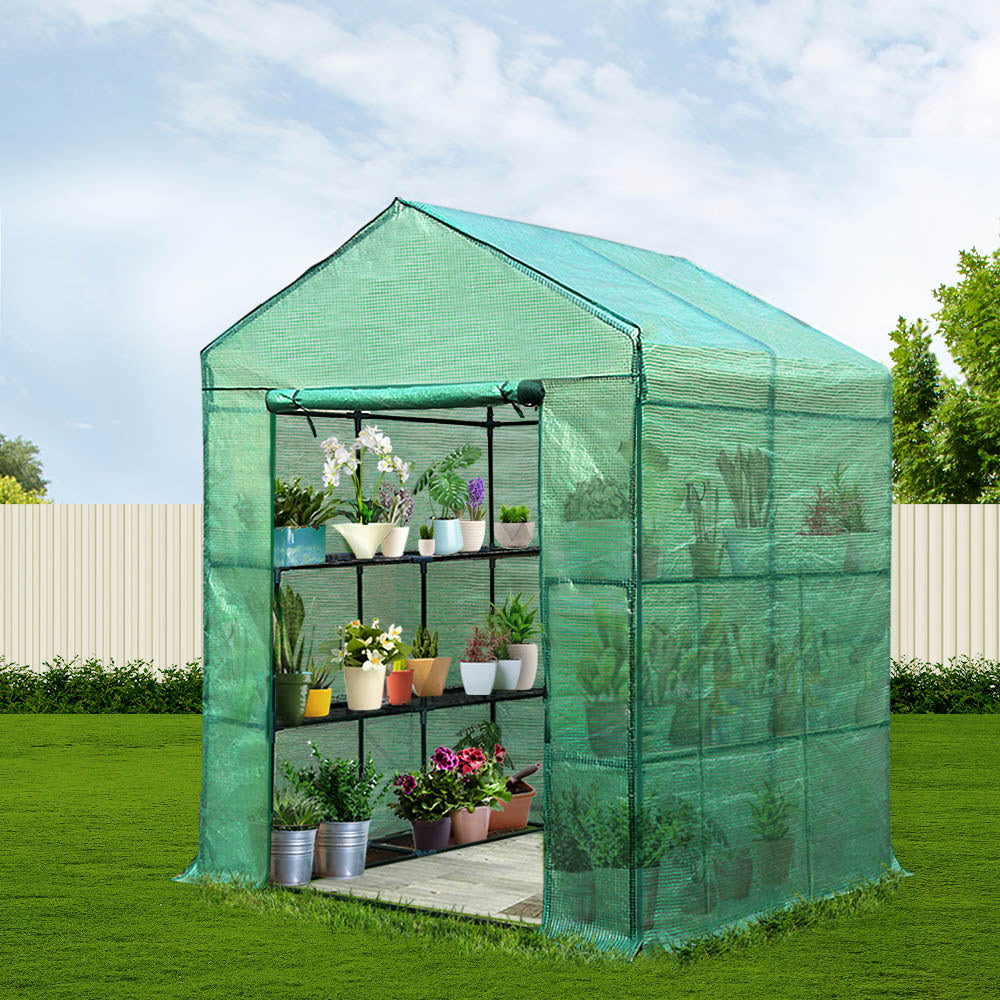 Walk-In Greenhouse Tunnel with 8 Shelves, 1.4 x 1.55 x 2m