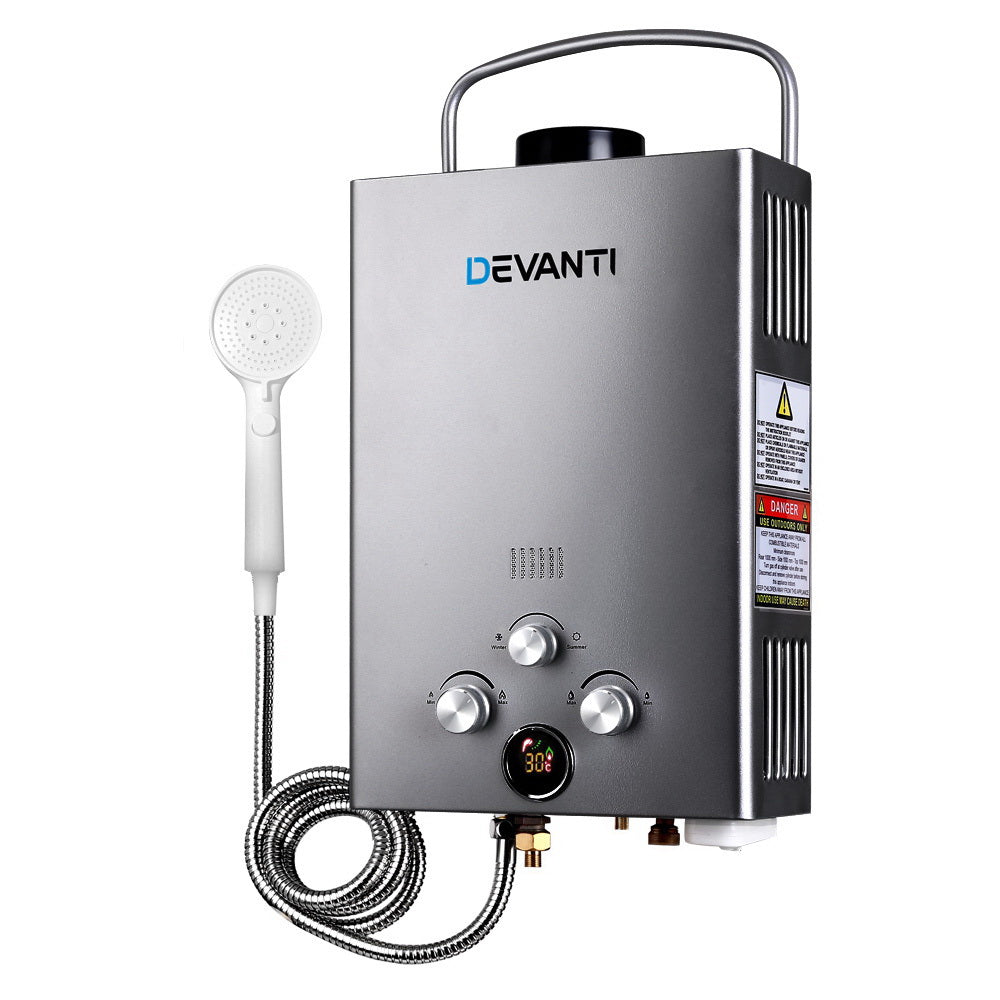 Portable LPG Gas Water Heater with Pump (Grey)