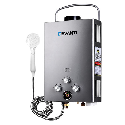 Portable LPG Gas Water Heater with Pump (Grey)