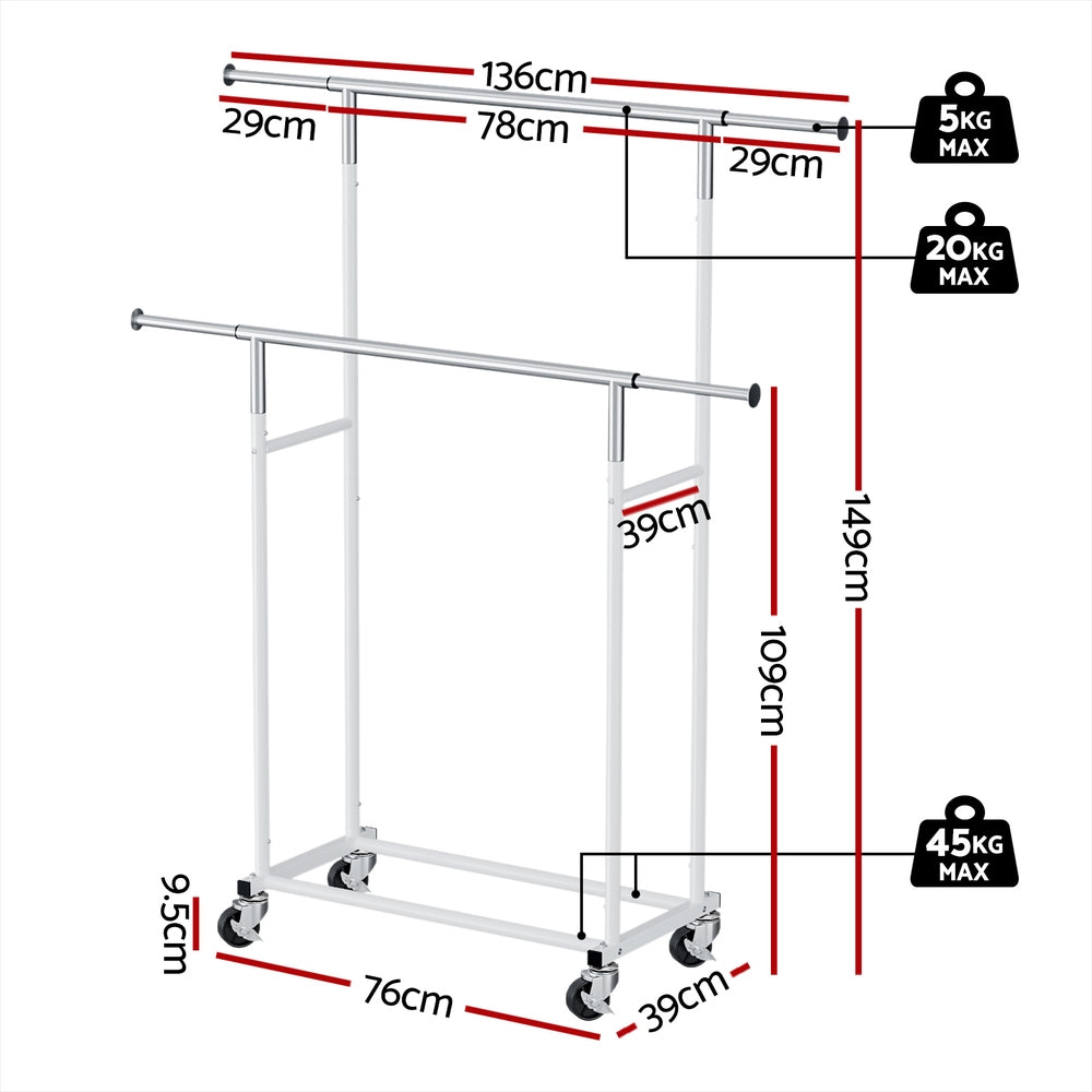Adjustable Double Rod Clothes Rack Airer