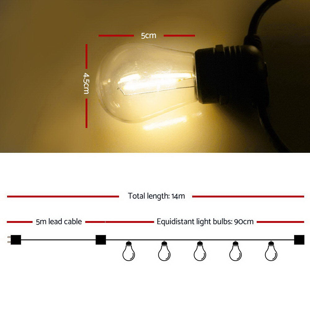 14m LED Festoon String Lights for Outdoor Parties & Weddings