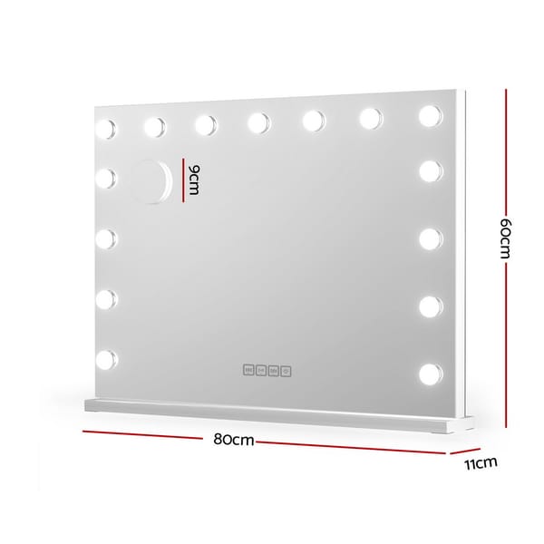 Large Bluetooth Makeup Mirror 80x58cm Vanity Mirror with LED Bulbs Hollywood Style 80cm x 58cm