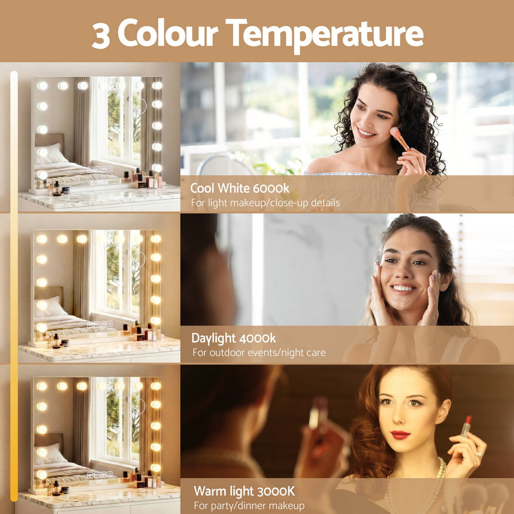 80 x 58cm Bluetooth Hollywood Vanity Mirror with LED Light