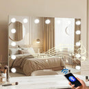Large Bluetooth Makeup Mirror 80x58cm Vanity Mirror with LED Bulbs Hollywood Style 80cm x 58cm