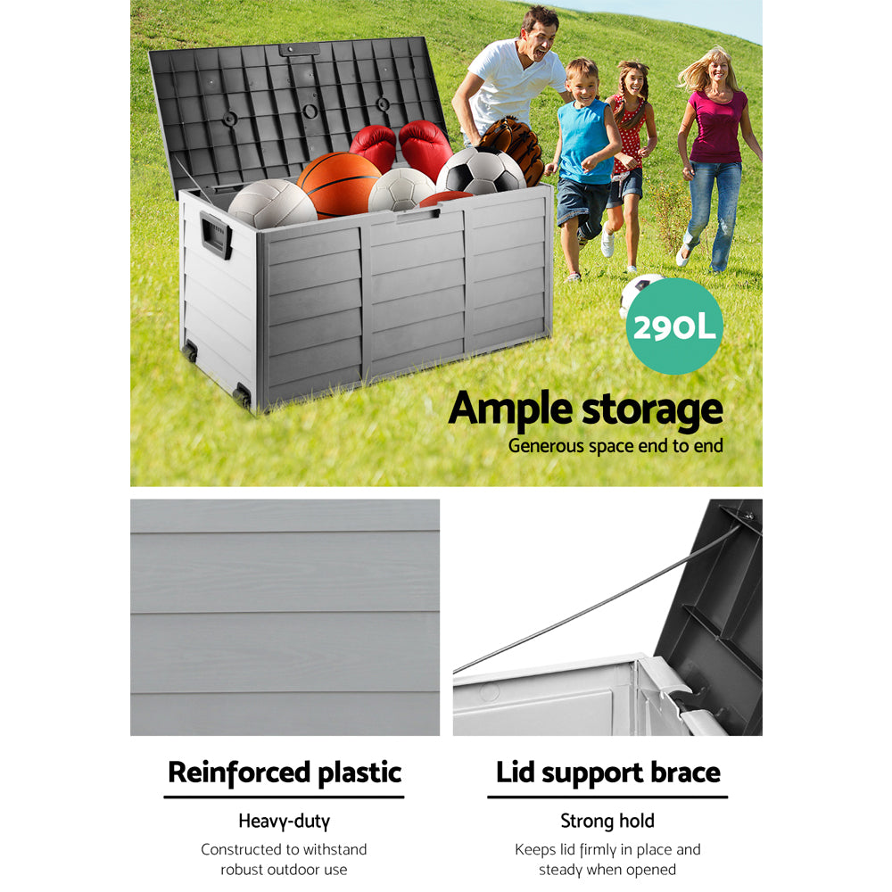 290L Lockable Outdoor Storage Box Organiser (Black)