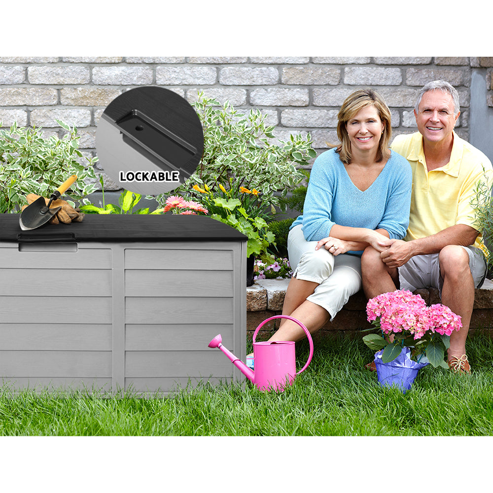 290L Lockable Outdoor Storage Box Organiser (Black)