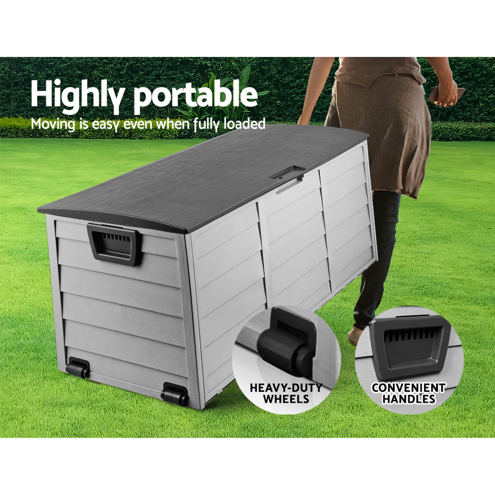 290L Lockable Outdoor Storage Box Organiser (Black)