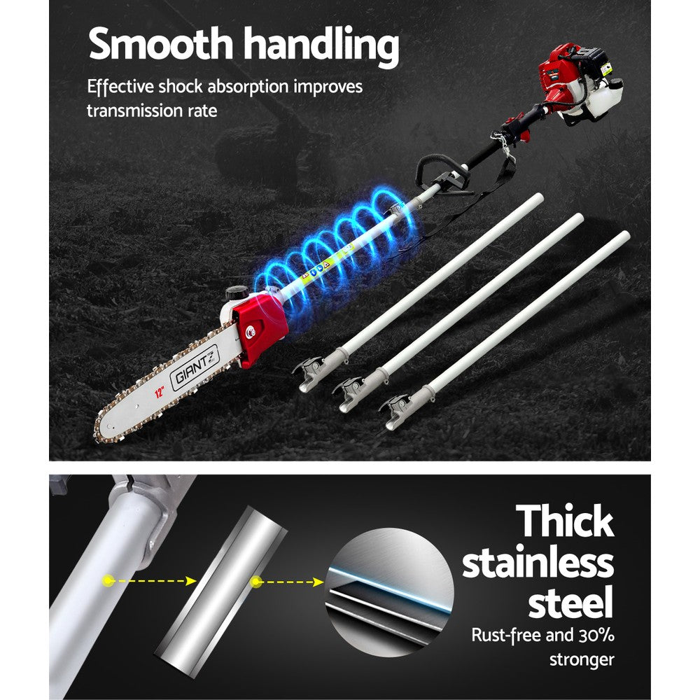 Petrol Pole Chainsaw & Tree Pruner, 12" Bar