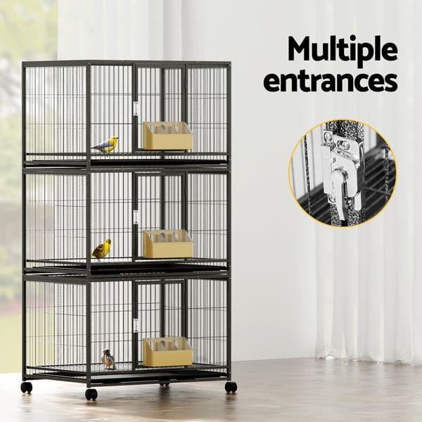 Large Bird Cages Aviary Budgie Perch Cage Parrot Pet Stand Wheels