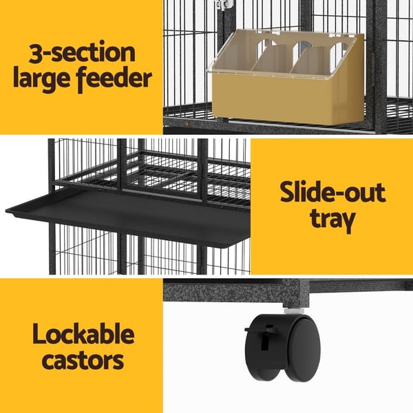 Large Bird Cages Aviary Budgie Perch Cage Parrot Pet Stand Wheels