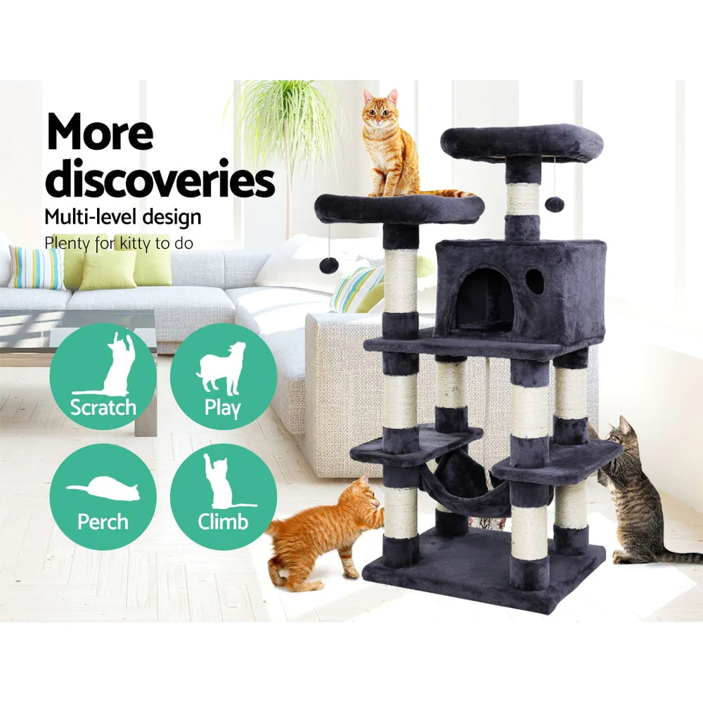 Cat Tree 145cm Tower Scratching Post Scratcher Heavy Duty Extra Thick