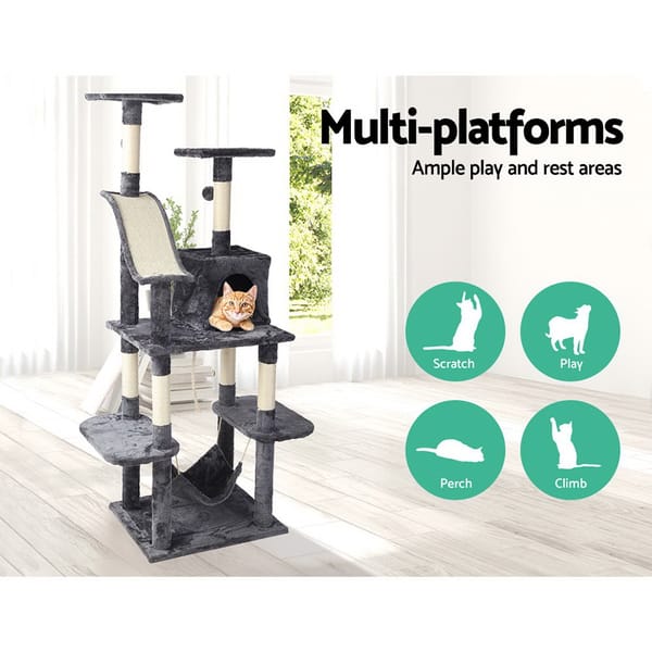 Cat Tree 171cm Tower Scratching Post Scratcher Wooden Condo House Bed