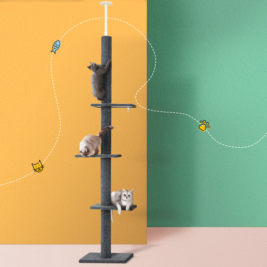 290cm Floor-to-Ceiling Cat Tree Tower with Scratching Post