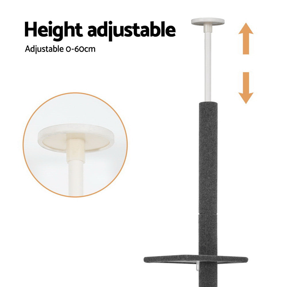 290cm Floor-to-Ceiling Cat Tree Tower with Scratching Post