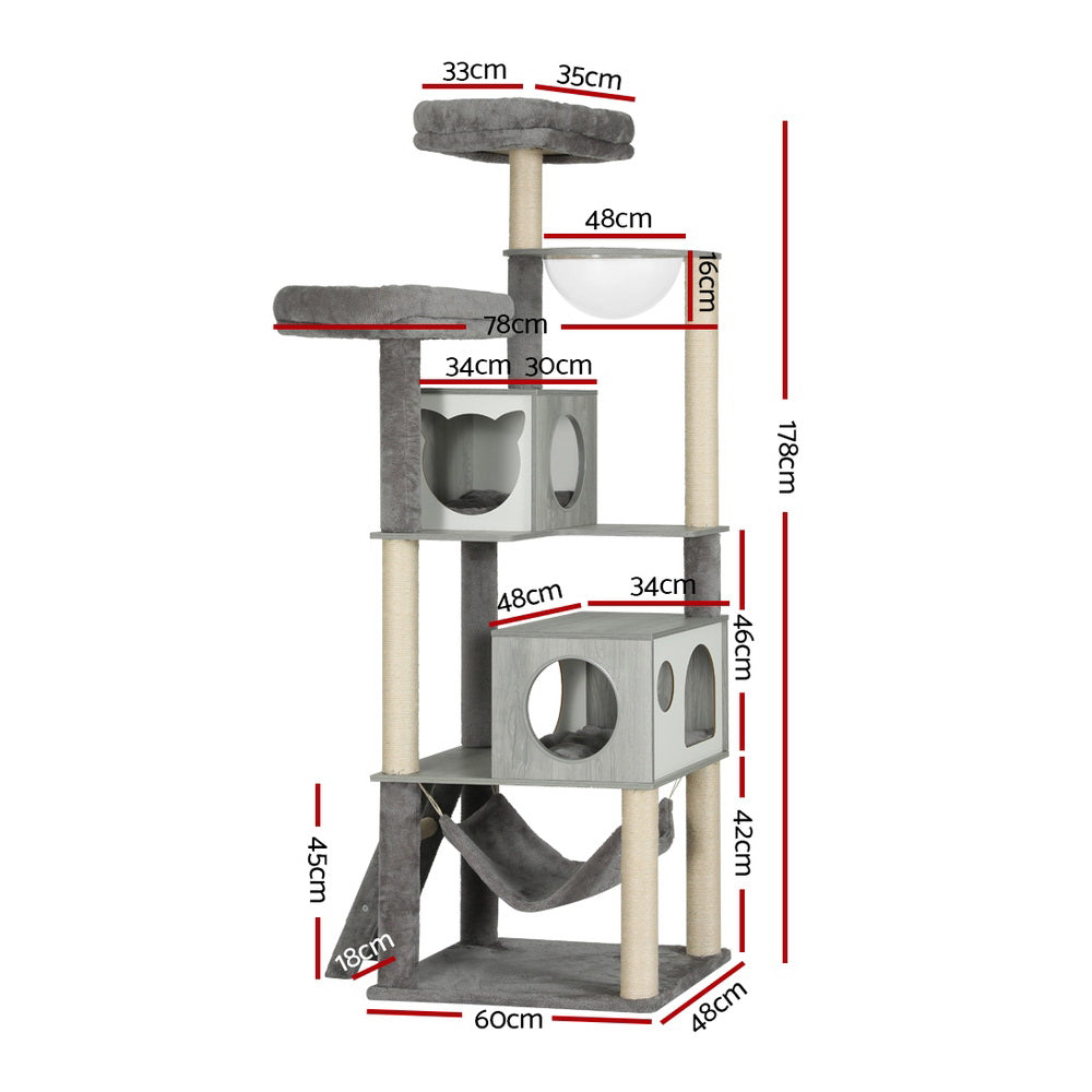 178cm Cat Tree Tower with Scratching Post & Condo House