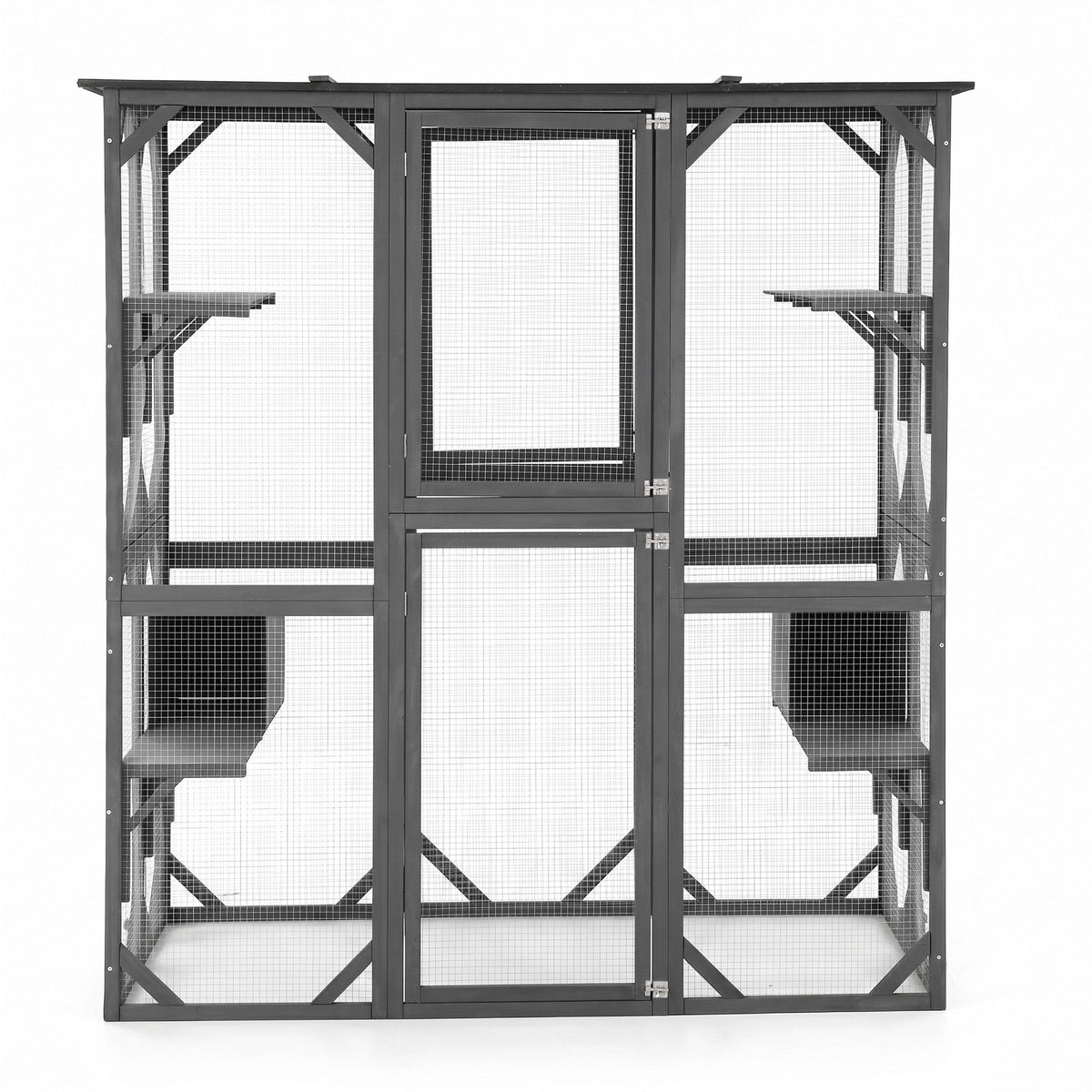 181cm Walk-In Outdoor Catio & Rabbit Hutch (Grey)