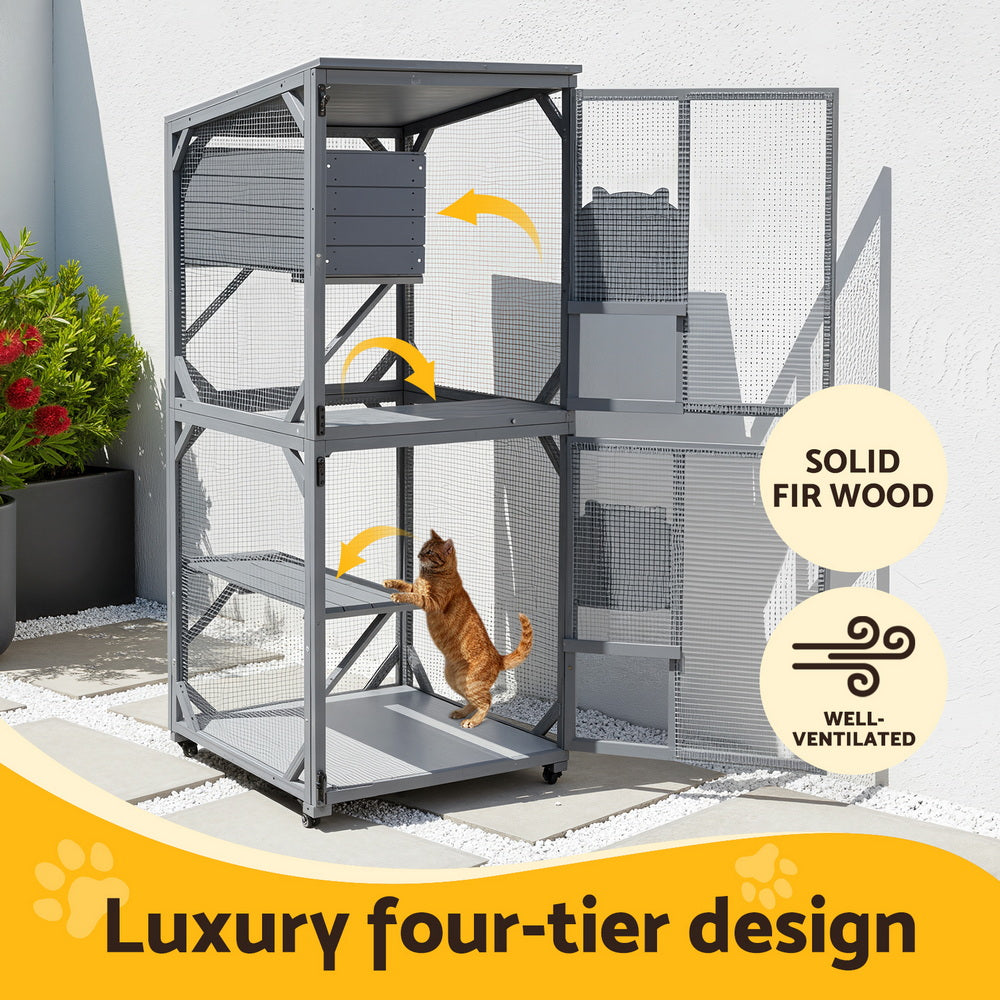 180cm Wooden Cat House & Rabbit Hutch