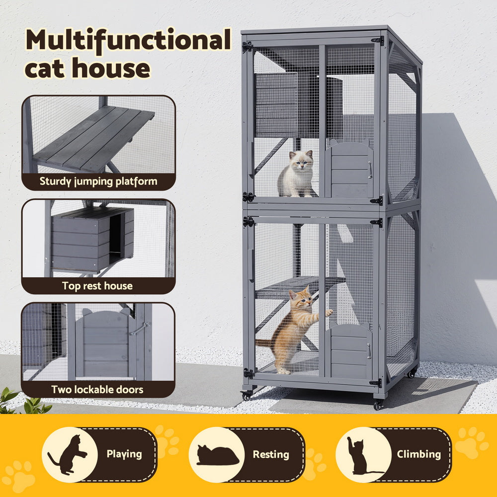 180cm Wooden Cat House & Rabbit Hutch