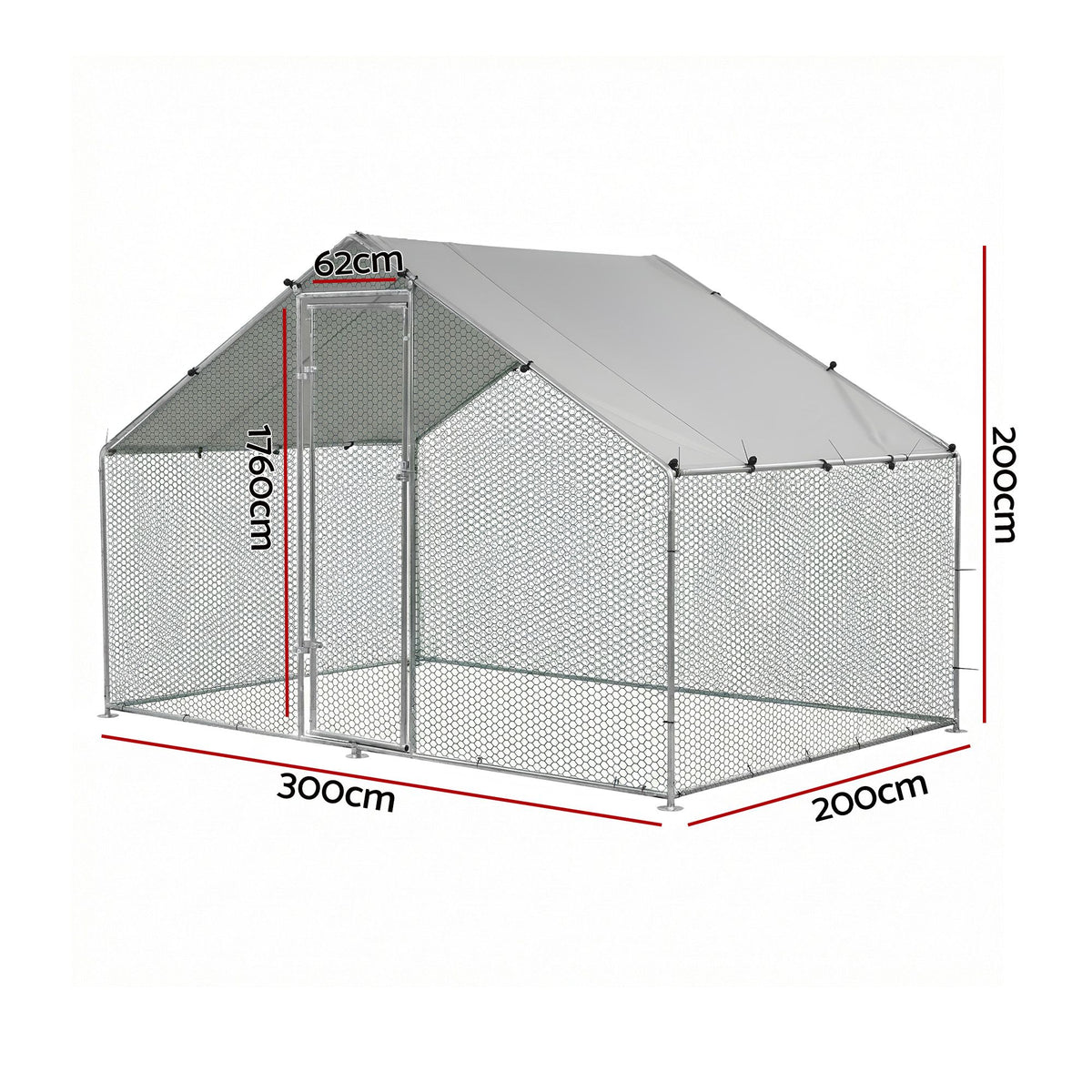 Walk-In Chicken Coop & Rabbit Hutch, 3 x 2 x 2m