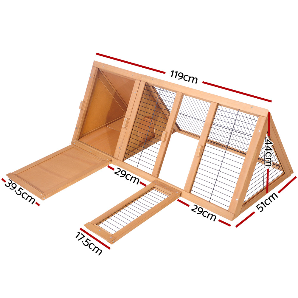 Wooden Chicken Coop & Rabbit Hutch, 119 x 51 x 44cm