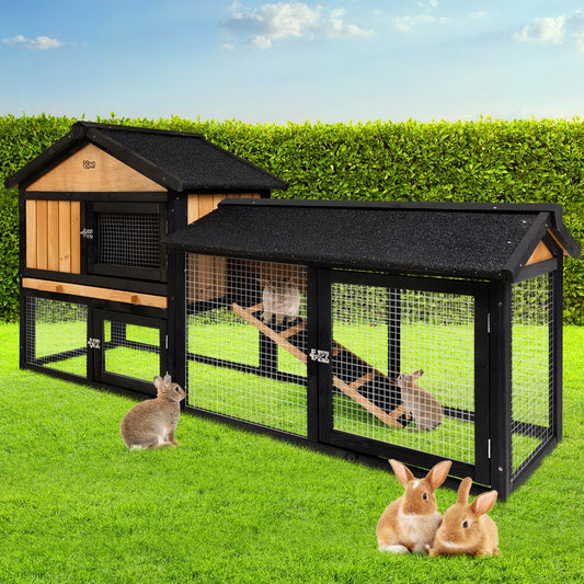 Wooden Chicken Coop & Rabbit Hutch, 165 x 43 x 86cm