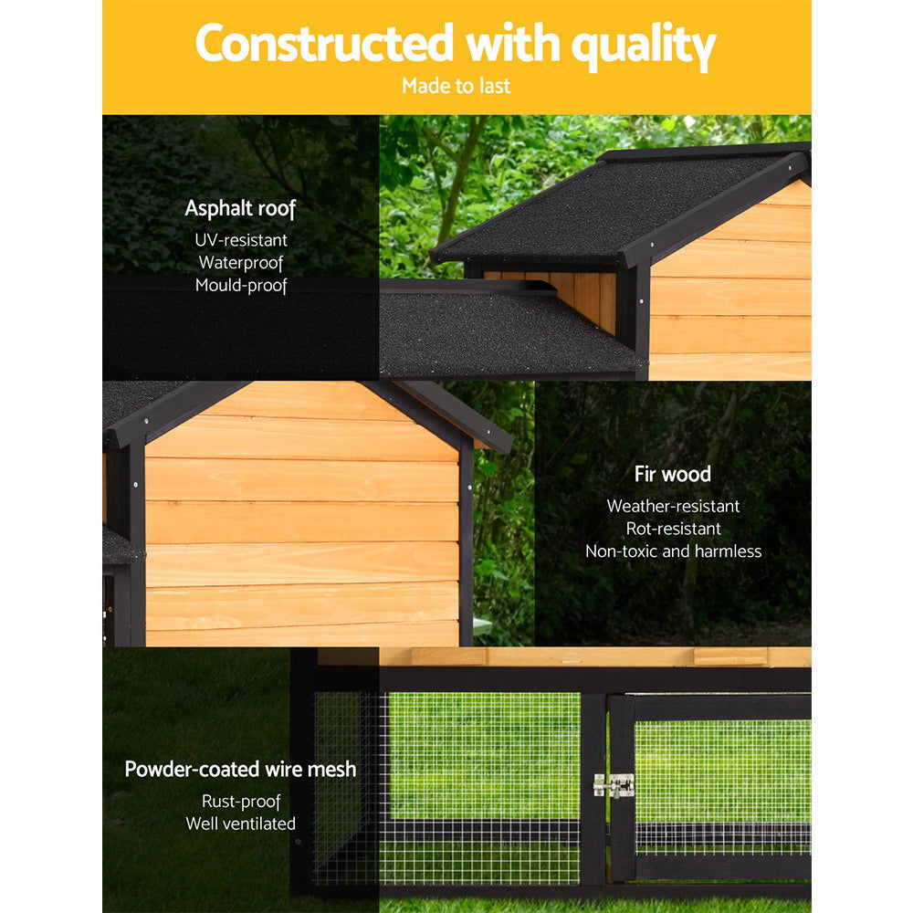 Wooden Chicken Coop & Rabbit Hutch, 165 x 43 x 86cm
