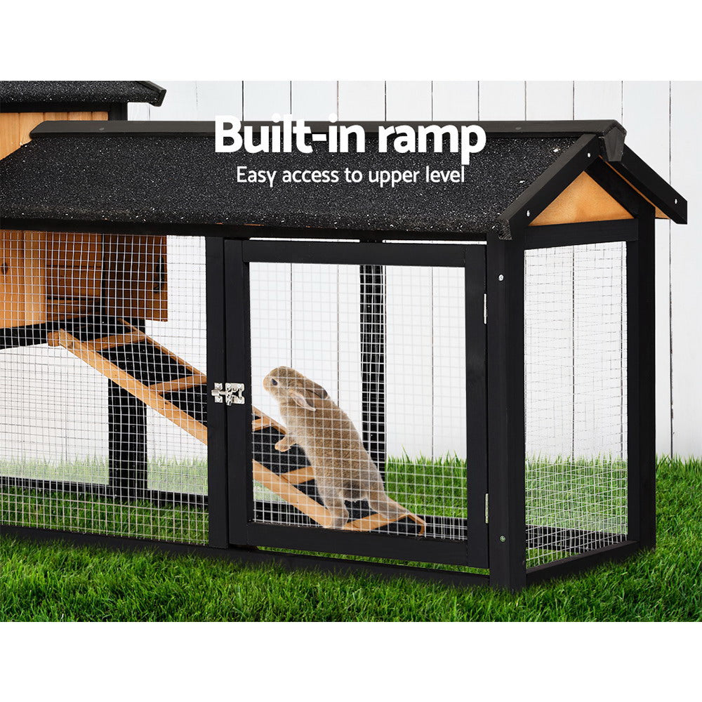 Wooden Chicken Coop & Rabbit Hutch, 165 x 43 x 86cm