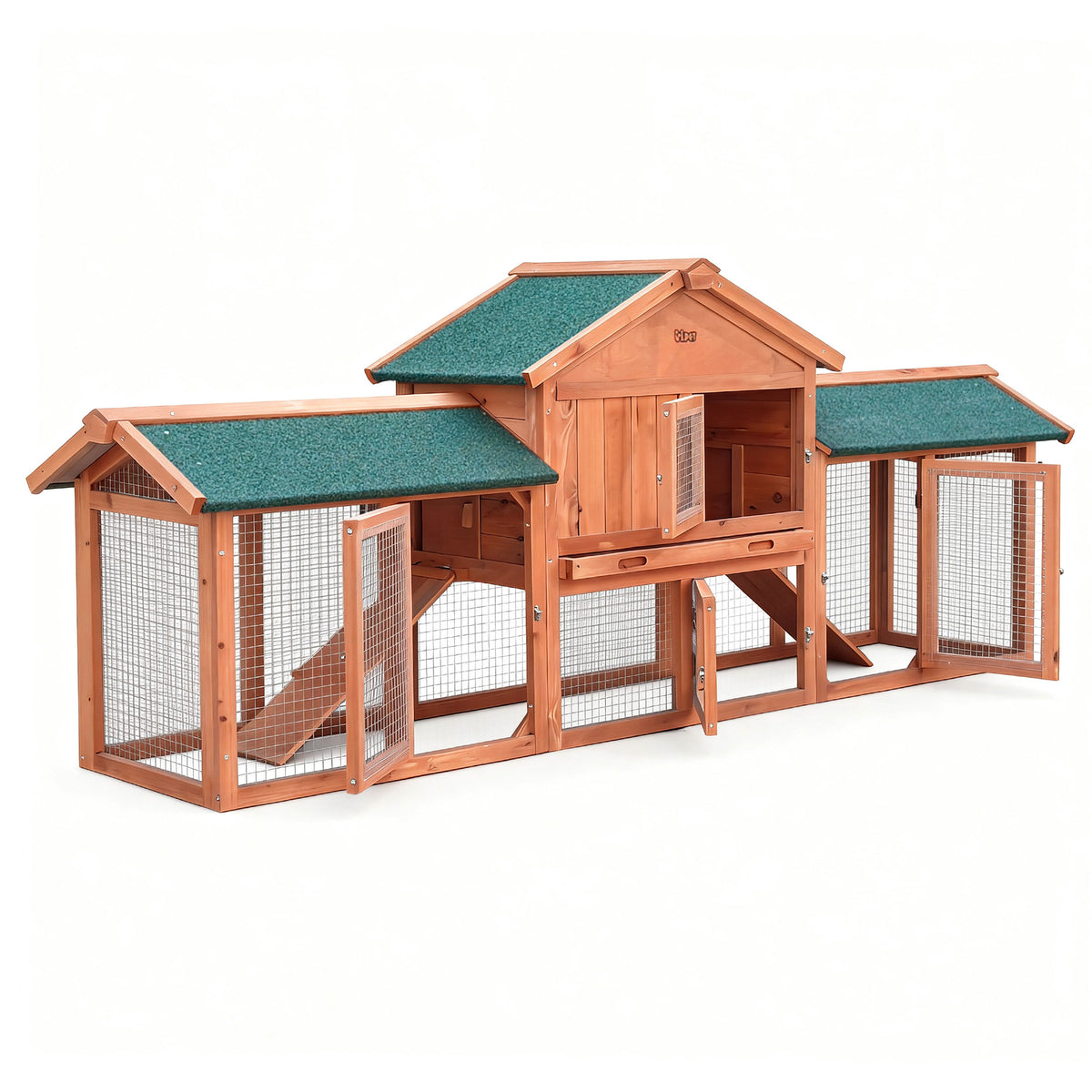 Large Wooden Chicken Coop & Rabbit Hutch, 220 x 44 x 84cm