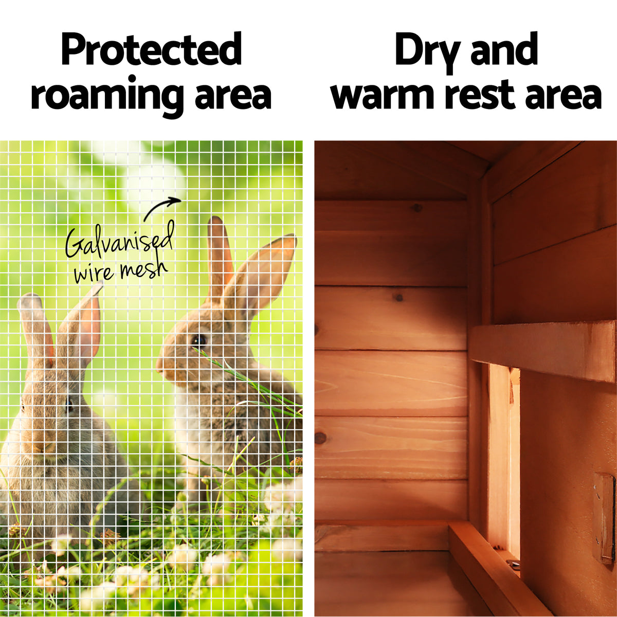 Large Wooden Chicken Coop & Rabbit Hutch, 220 x 44 x 84cm