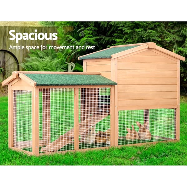 Wooden Chicken Coop & Rabbit Hutch with Outdoor Run